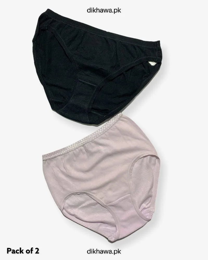 Pack of 2 Imported Stocklot Branded Cotton Panty Stretchable Cotton Lace Panty 2021