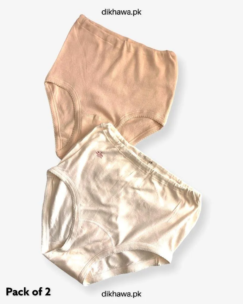 Pack of 2 Imported Stocklot Branded Cotton Panty Stretchable Cotton Lace Panty 2021