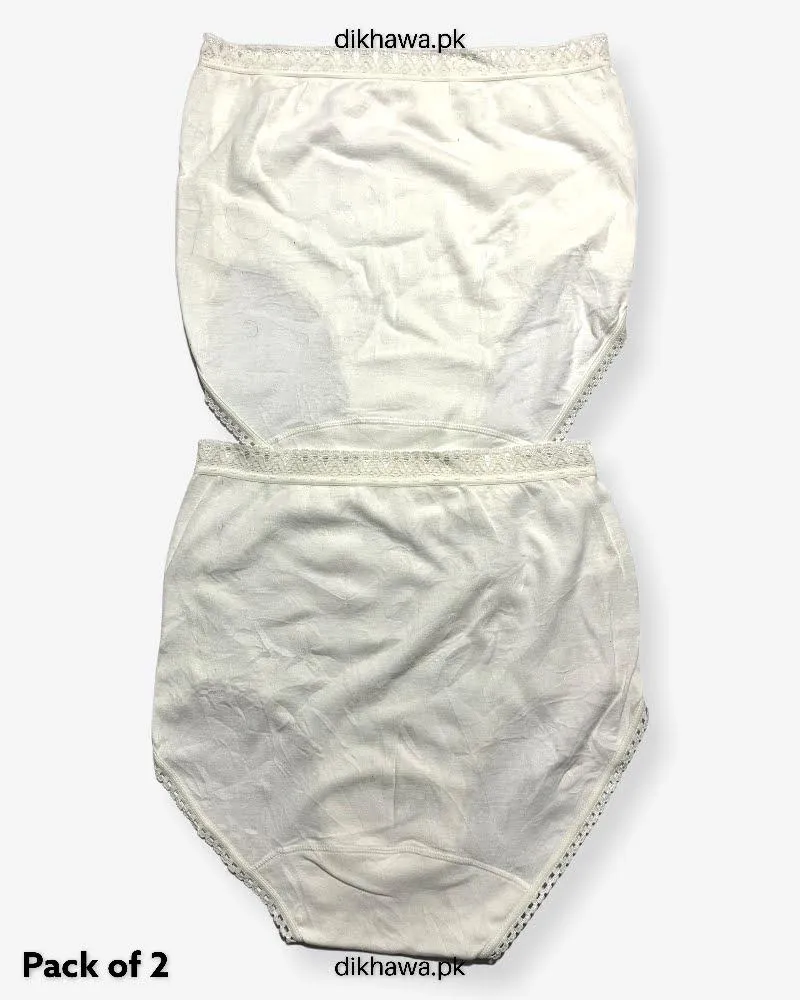 Pack of 2 Imported Stocklot Branded Cotton Panty Stretchable Cotton Lace Panty 2021