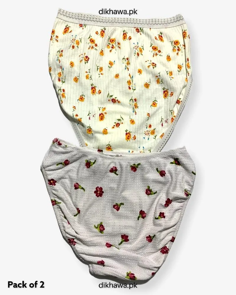 Pack of 2 Imported Stocklot Branded Cotton Panty Stretchable Cotton Lace Panty 2021