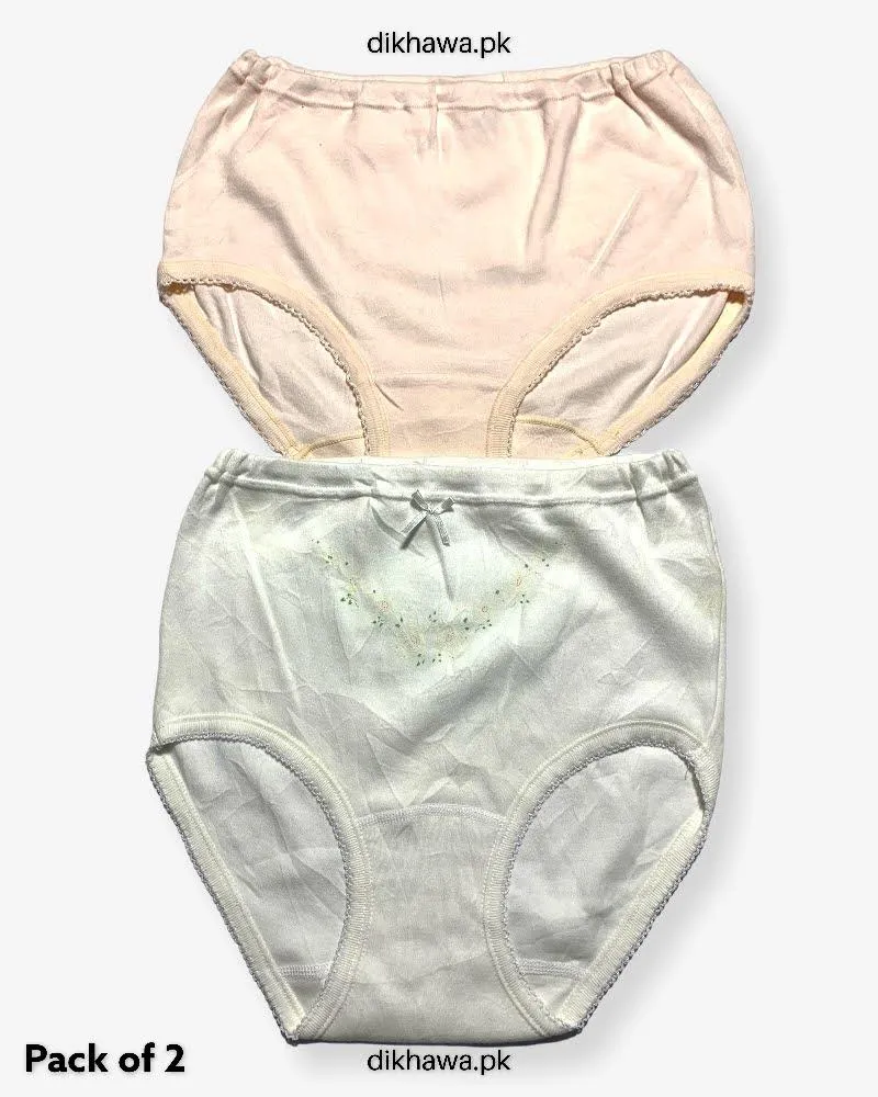 Pack of 2 Imported Stocklot Branded Cotton Panty Stretchable Cotton Lace Panty 2021