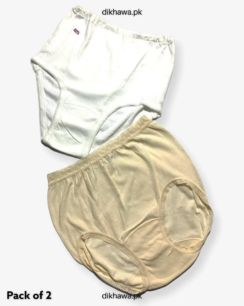 Pack of 2 Imported Stocklot Branded Cotton Panty Stretchable Cotton Lace Panty 2021