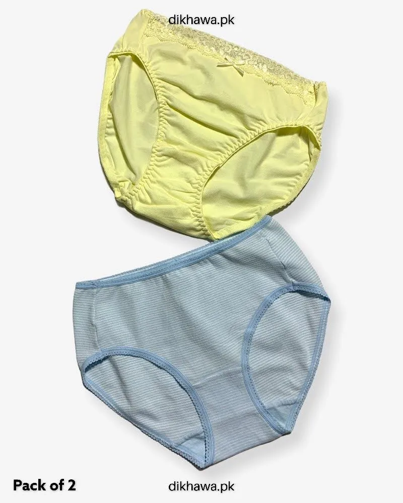 Pack of 2 Imported Stocklot Branded Cotton Panty Stretchable Cotton Lace Panty 2021