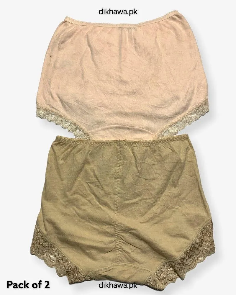Pack of 2 Imported Stocklot Branded Cotton Panty Stretchable Cotton Lace Panty 2021