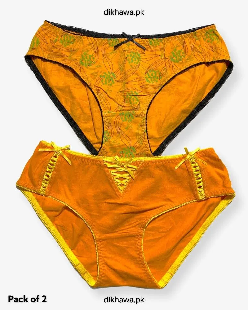 Pack of 2 Imported Stocklot Branded Cotton Panty Stretchable Cotton Lace Panty 2021