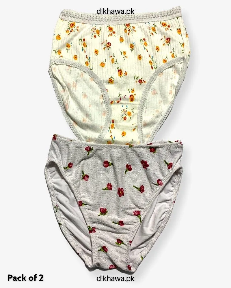 Pack of 2 Imported Stocklot Branded Cotton Panty Stretchable Cotton Lace Panty 2021