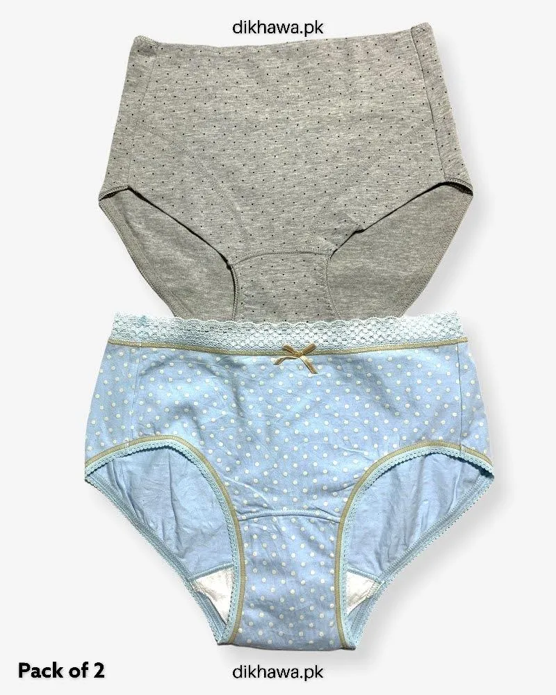 Pack of 2 Imported Stocklot Branded Cotton Panty Stretchable Cotton Lace Panty 2021