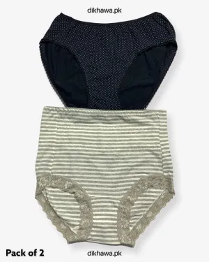 Pack of 2 Imported Stocklot Branded Cotton Panty Stretchable Cotton Lace Panty 2021