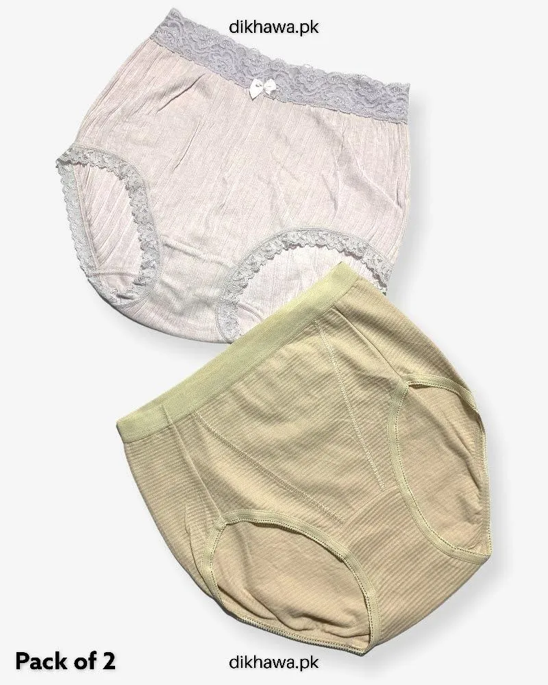 Pack of 2 Imported Stocklot Branded Cotton Panty Stretchable Cotton Lace Panty 2021