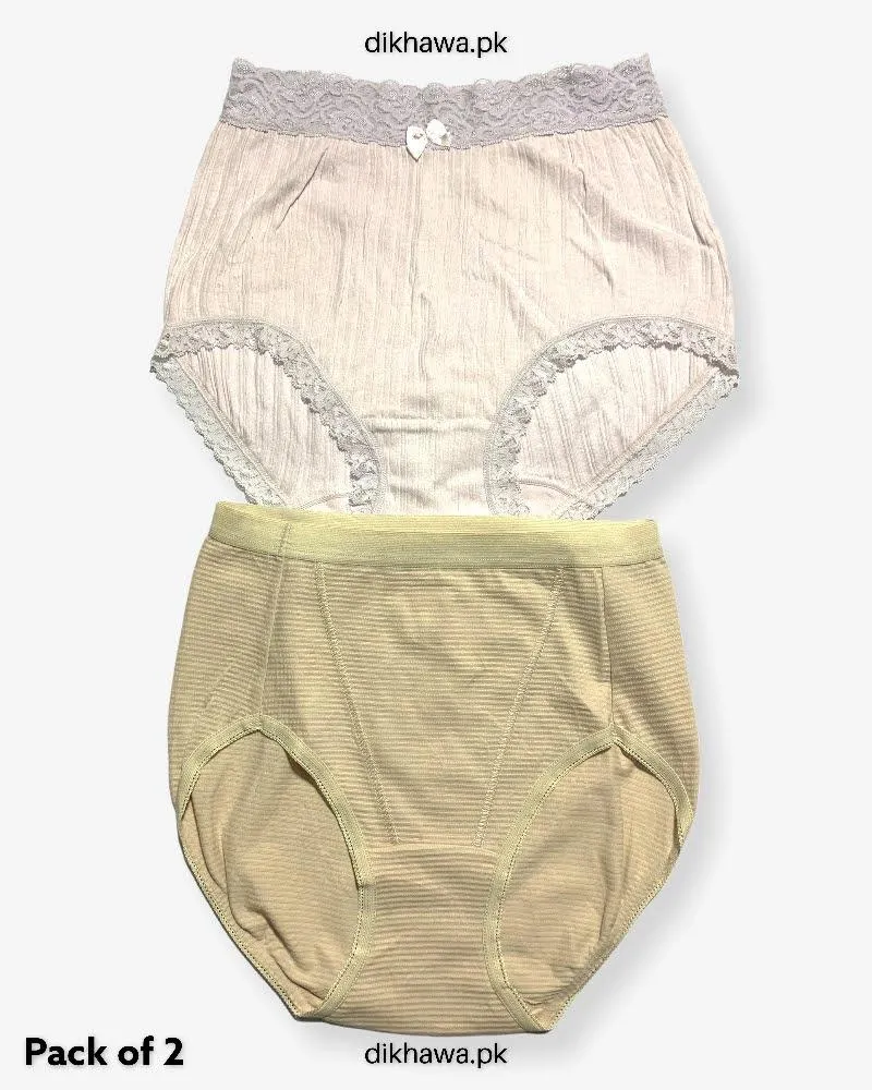 Pack of 2 Imported Stocklot Branded Cotton Panty Stretchable Cotton Lace Panty 2021