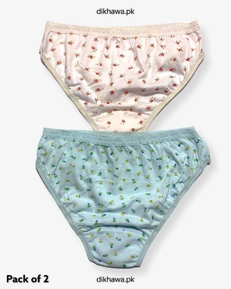 Pack of 2 Imported Stocklot Branded Cotton Panty Stretchable Cotton Lace Panty 2021
