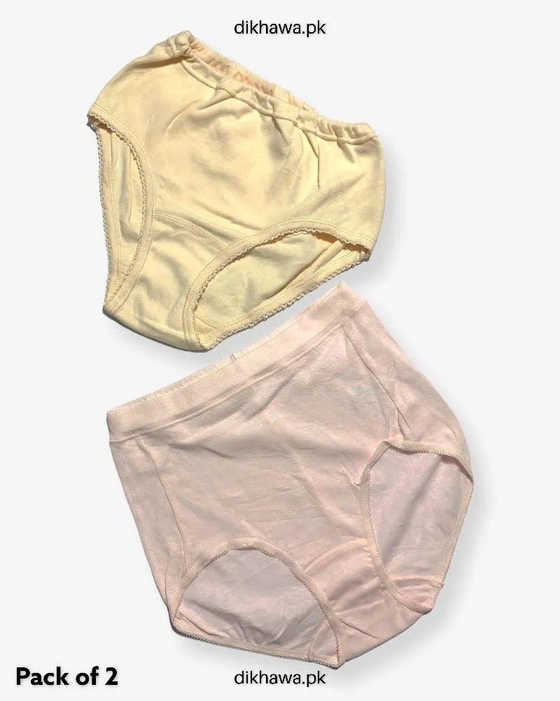 Pack of 2 Imported Stocklot Branded Cotton Panty Stretchable Cotton Lace Panty 2021