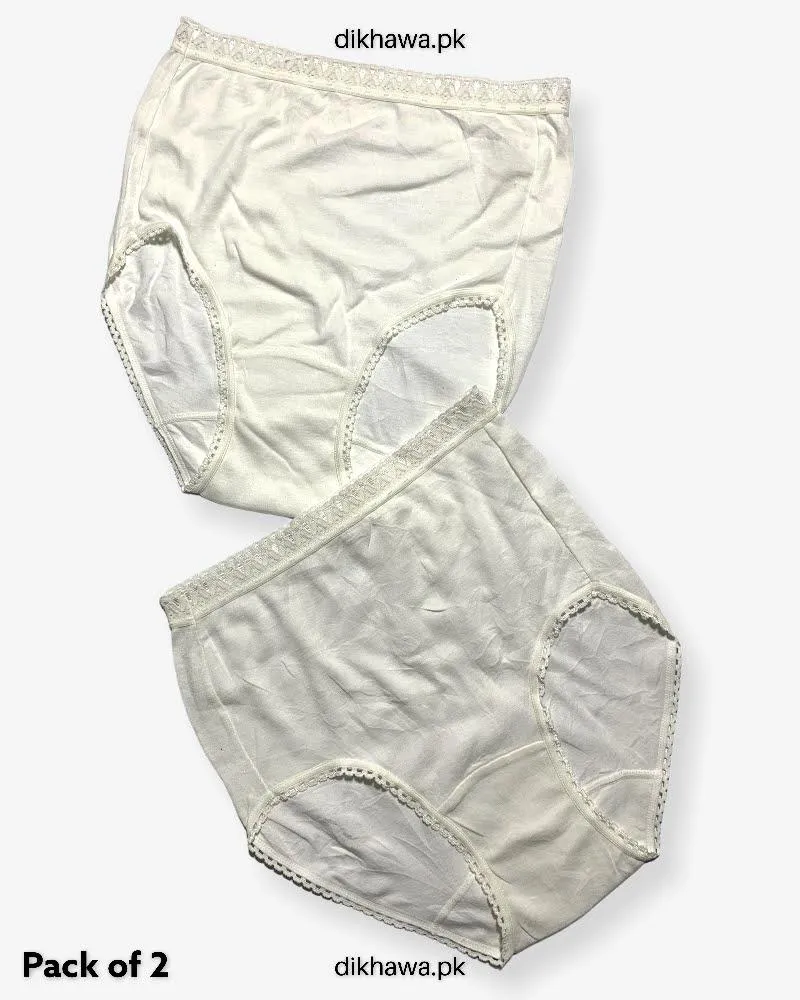 Pack of 2 Imported Stocklot Branded Cotton Panty Stretchable Cotton Lace Panty 2021
