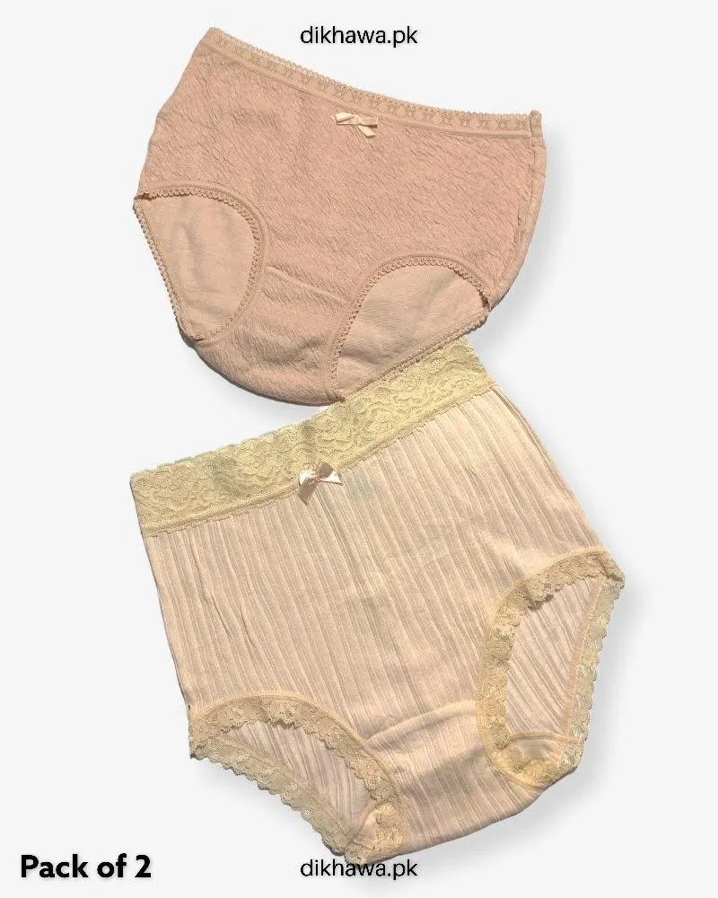 Pack of 2 Imported Stocklot Branded Cotton Panty Stretchable Cotton Lace Panty 2021