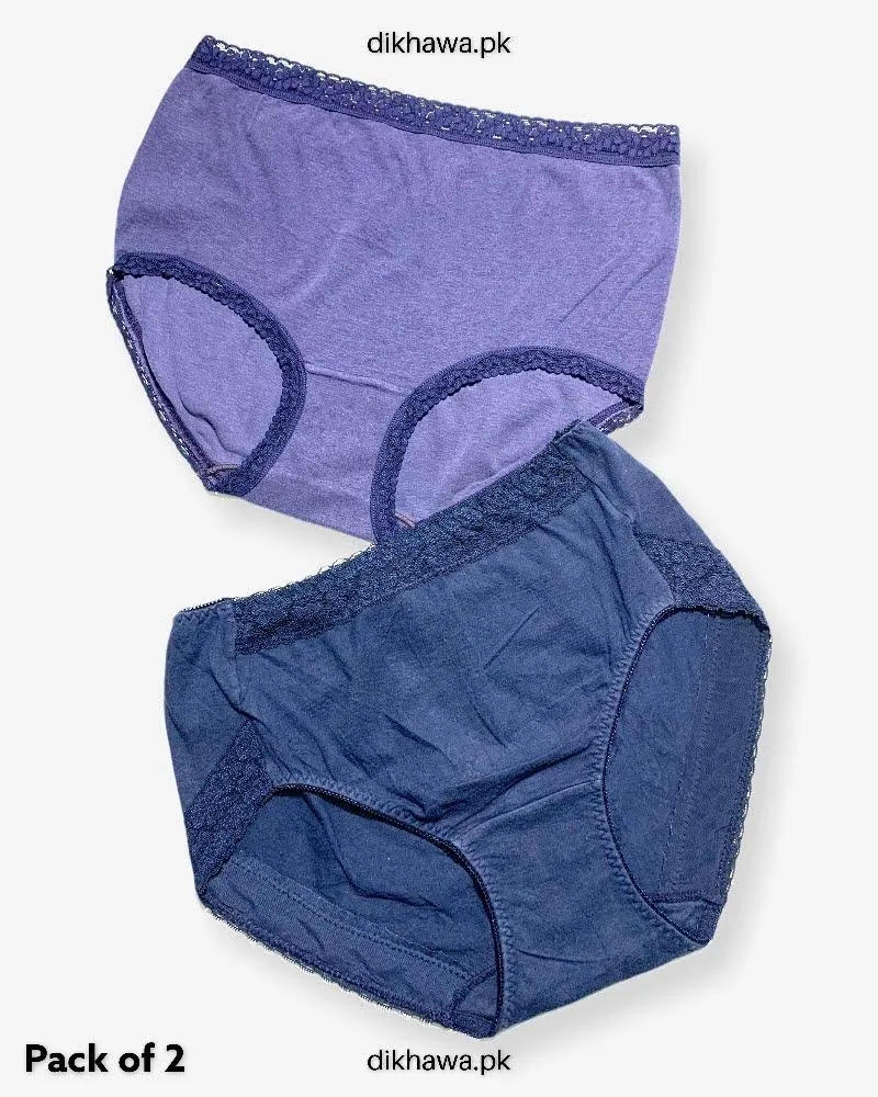 Pack of 2 Imported Stocklot Branded Cotton Panty Stretchable Cotton Lace Panty 2021