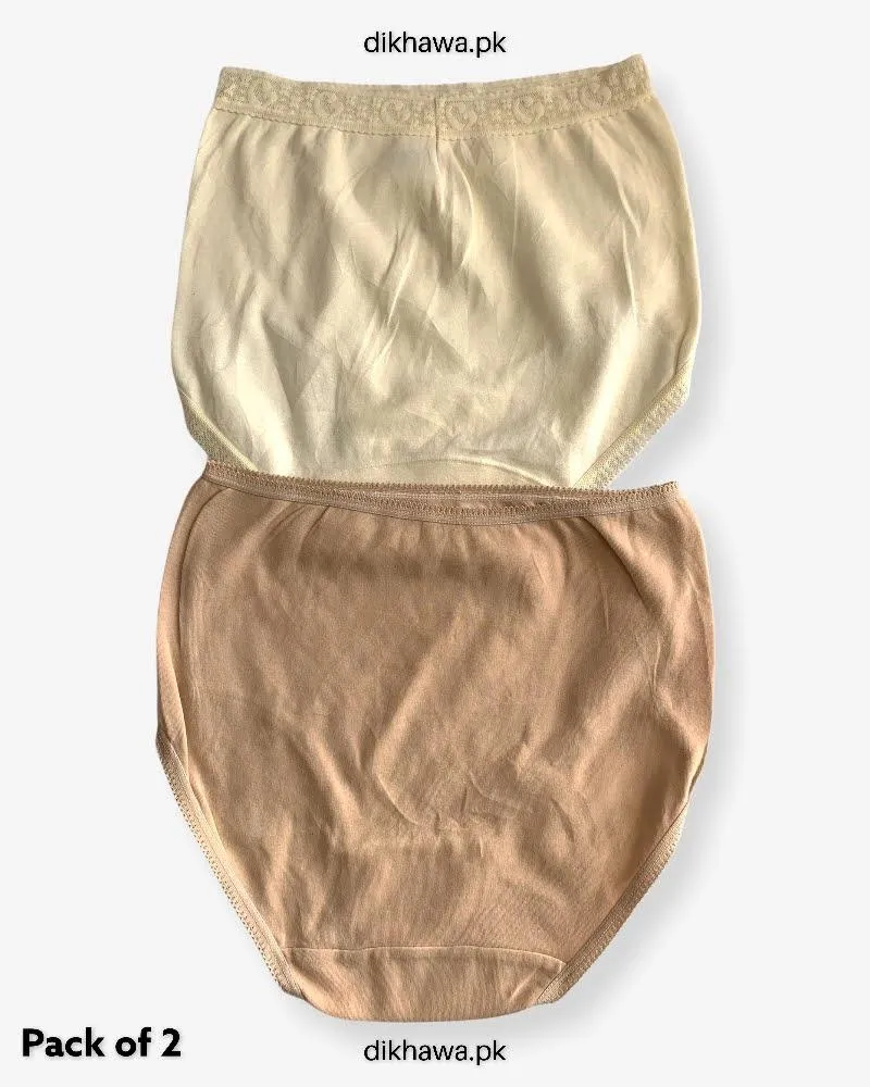 Pack of 2 Imported Stocklot Branded Cotton Panty Stretchable Cotton Lace Panty 2021