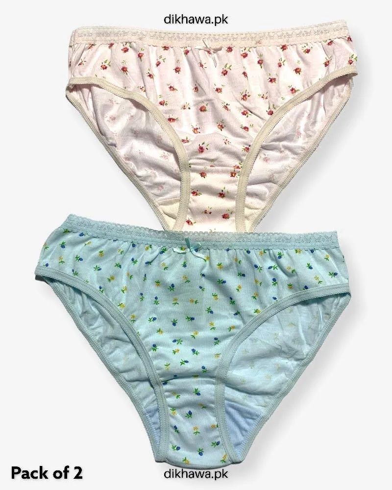 Pack of 2 Imported Stocklot Branded Cotton Panty Stretchable Cotton Lace Panty 2021