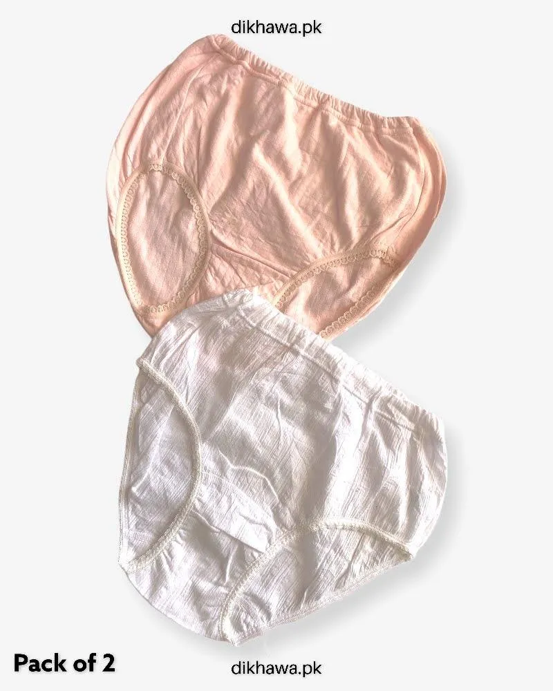 Pack of 2 Imported Stocklot Branded Cotton Panty Stretchable Cotton Lace Panty 2021