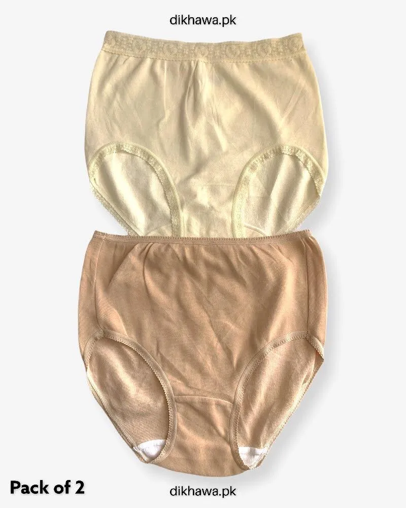 Pack of 2 Imported Stocklot Branded Cotton Panty Stretchable Cotton Lace Panty 2021