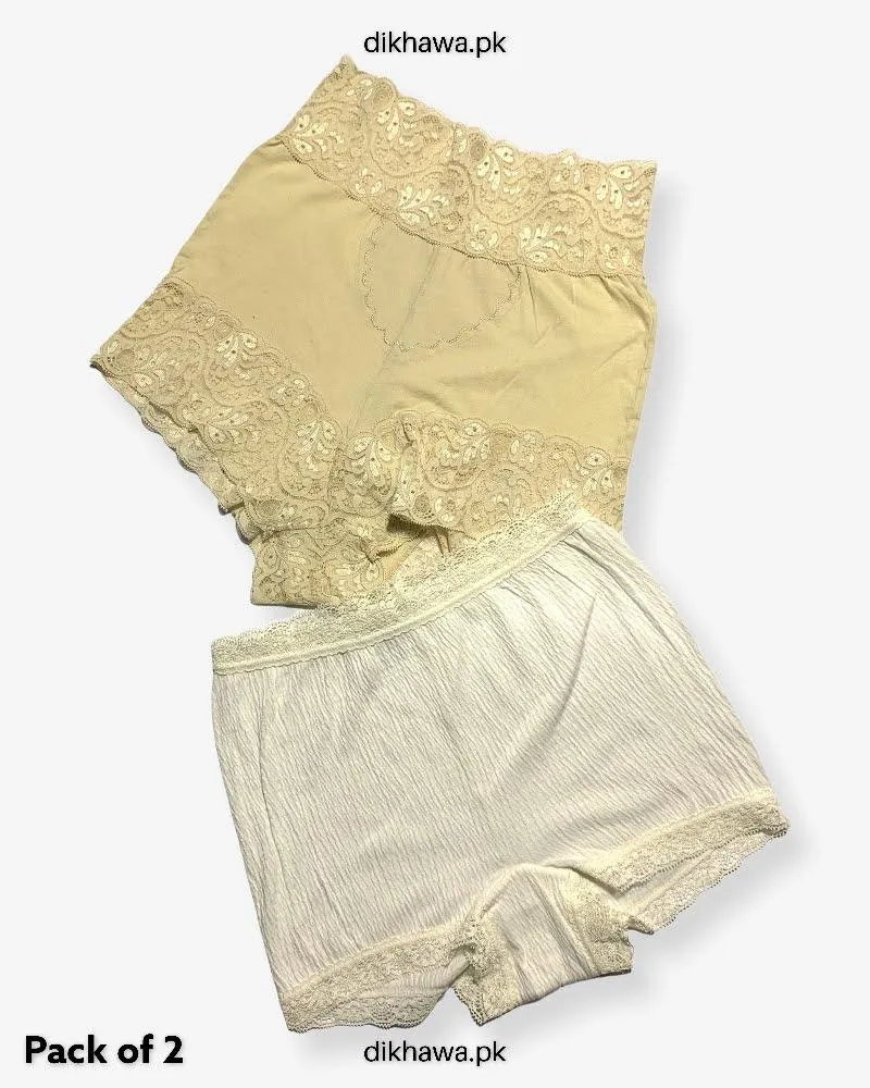 Pack of 2 Imported Stocklot Branded Cotton Panty Stretchable Cotton Lace Panty 2021