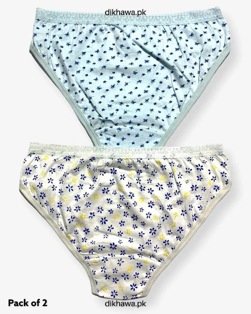 Pack of 2 Imported Stocklot Branded Cotton Panty Stretchable Cotton Lace Panty 2021