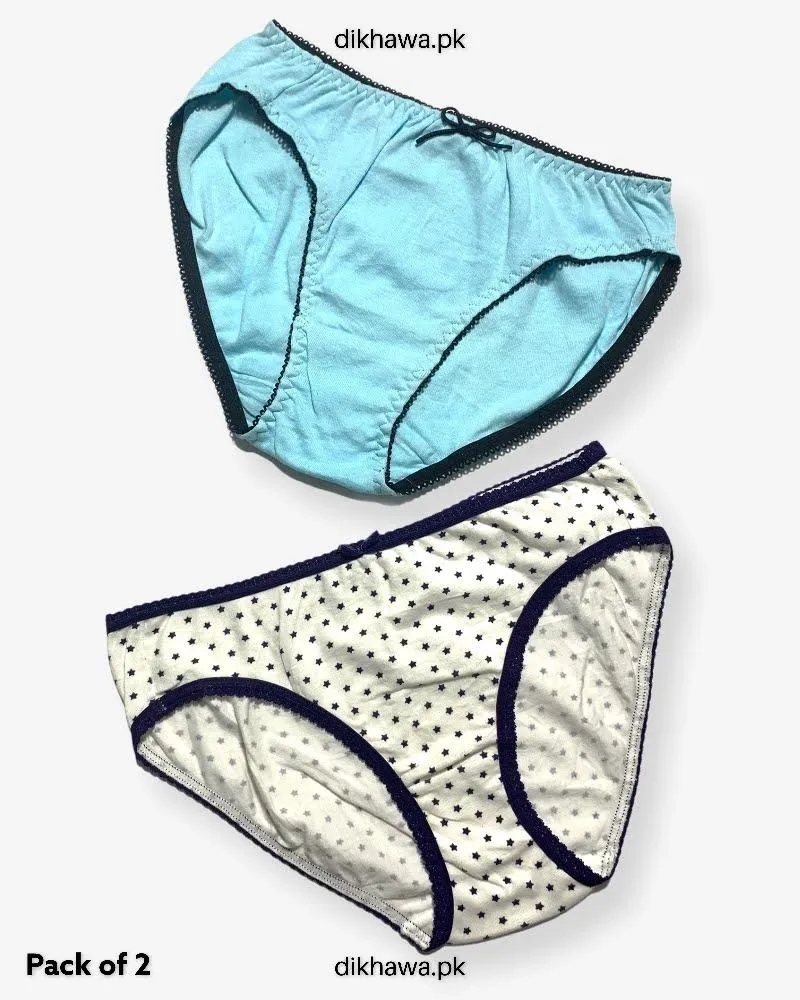 Pack of 2 Imported Stocklot Branded Cotton Panty Stretchable Cotton Lace Panty 2021