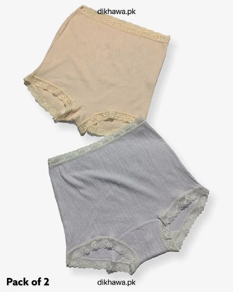 Pack of 2 Imported Stocklot Branded Cotton Panty Stretchable Cotton Lace Panty 2021