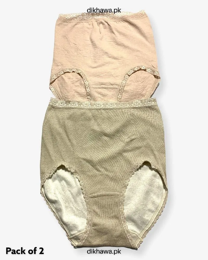 Pack of 2 Imported Stocklot Branded Cotton Panty Stretchable Cotton Lace Panty 2021