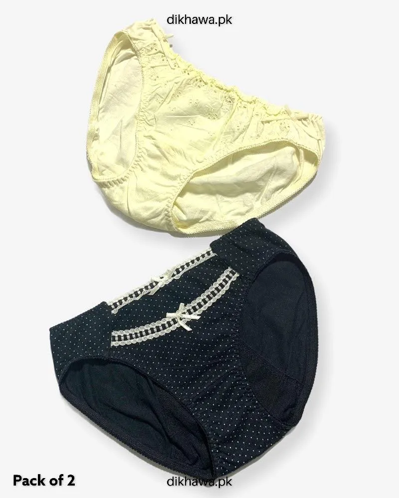 Pack of 2 Imported Stocklot Branded Cotton Panty Stretchable Cotton Lace Panty 2021