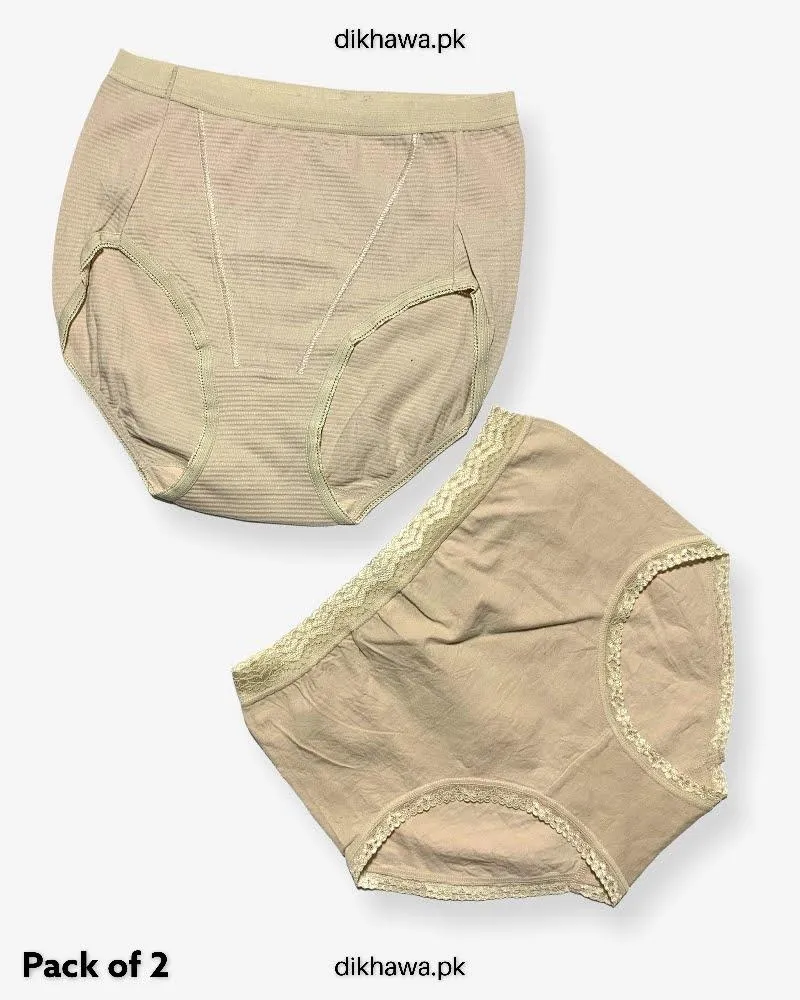 Pack of 2 Imported Stocklot Branded Cotton Panty Stretchable Cotton Lace Panty 2021
