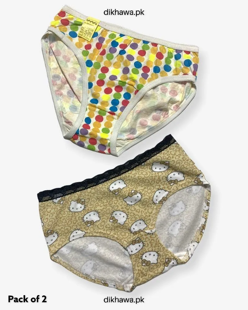 Pack of 2 Imported Stocklot Branded Cotton Panty Stretchable Cotton Lace Panty 2021