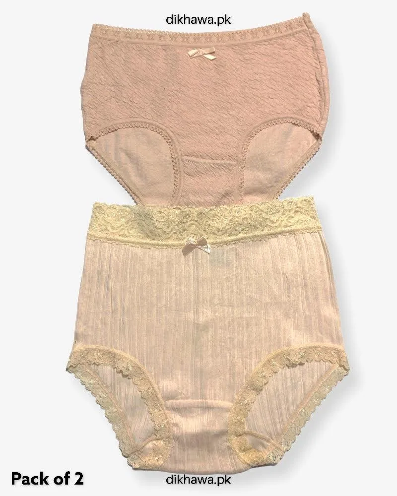 Pack of 2 Imported Stocklot Branded Cotton Panty Stretchable Cotton Lace Panty 2021