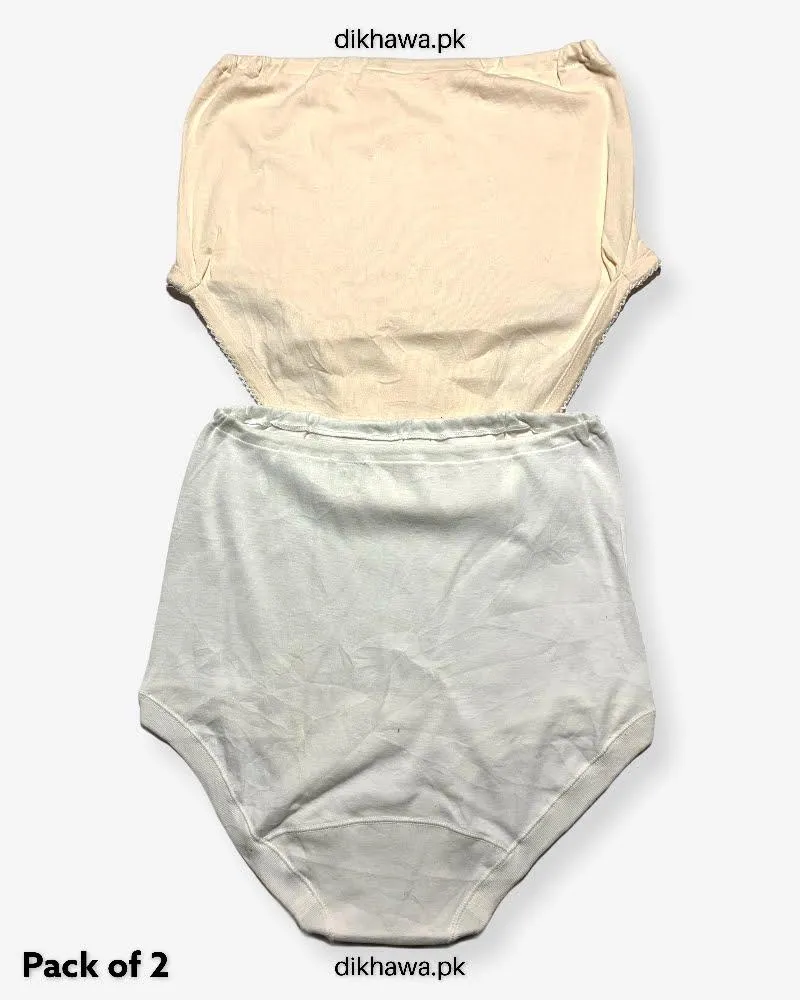 Pack of 2 Imported Stocklot Branded Cotton Panty Stretchable Cotton Lace Panty 2021