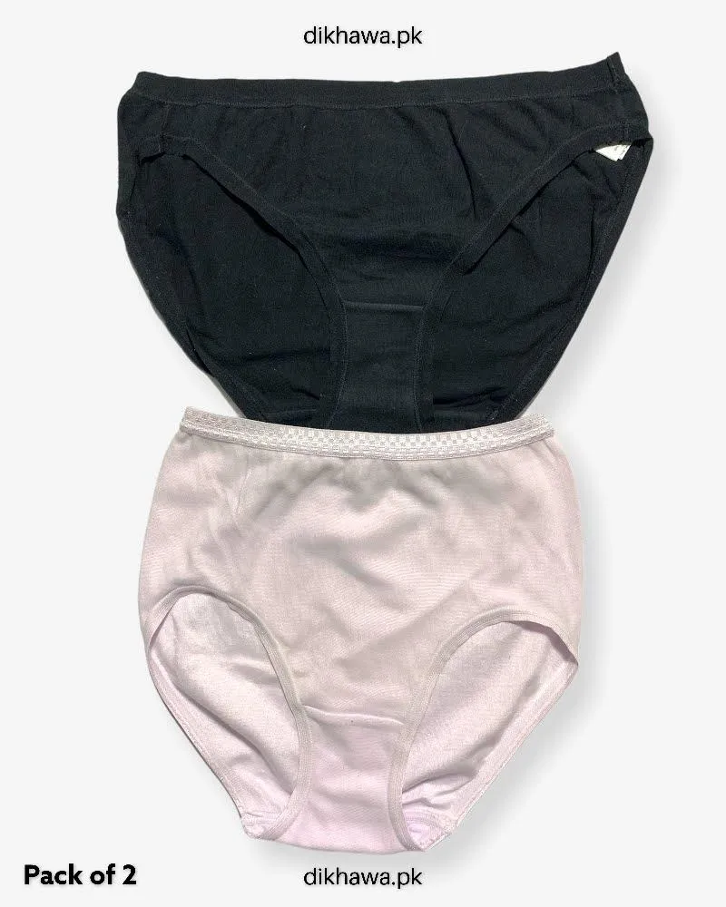 Pack of 2 Imported Stocklot Branded Cotton Panty Stretchable Cotton Lace Panty 2021