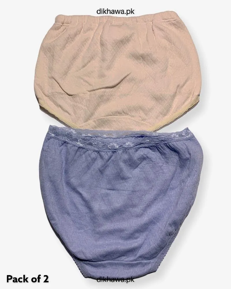 Pack of 2 Imported Stocklot Branded Cotton Panty Stretchable Cotton Lace Panty 2021