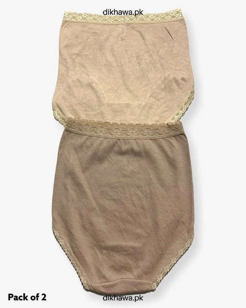 Pack of 2 Imported Stocklot Branded Cotton Panty Stretchable Cotton Lace Panty 2021