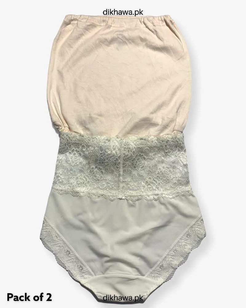 Pack of 2 Imported Stocklot Branded Cotton Panty Stretchable Cotton Lace Panty 2021