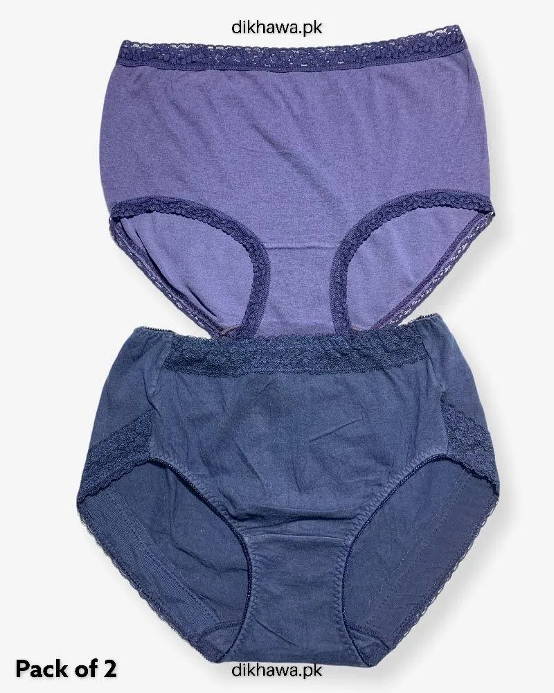 Pack of 2 Imported Stocklot Branded Cotton Panty Stretchable Cotton Lace Panty 2021