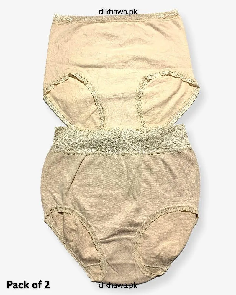 Pack of 2 Imported Stocklot Branded Cotton Panty Stretchable Cotton Lace Panty 2021
