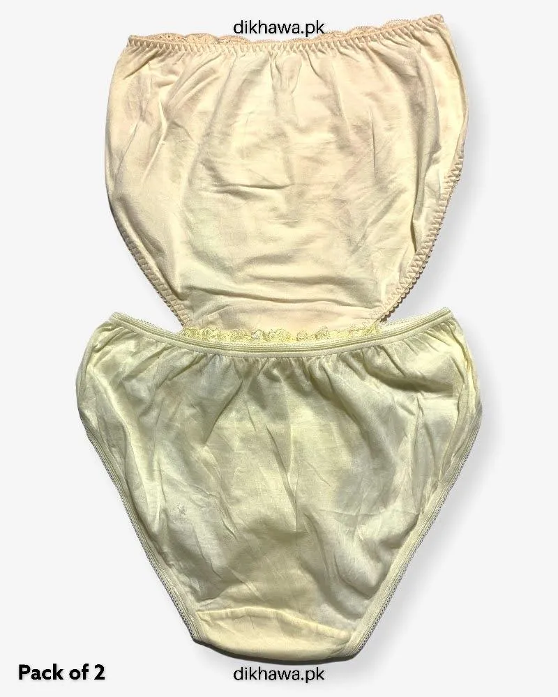 Pack of 2 Imported Stocklot Branded Cotton Panty Stretchable Cotton Lace Panty 2021