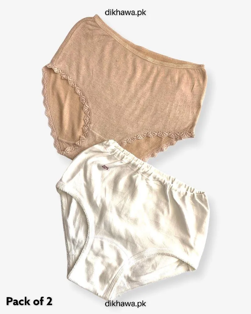 Pack of 2 Imported Stocklot Branded Cotton Panty Stretchable Cotton Lace Panty 2021