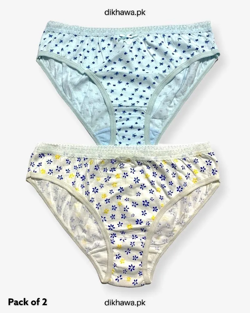Pack of 2 Imported Stocklot Branded Cotton Panty Stretchable Cotton Lace Panty 2021
