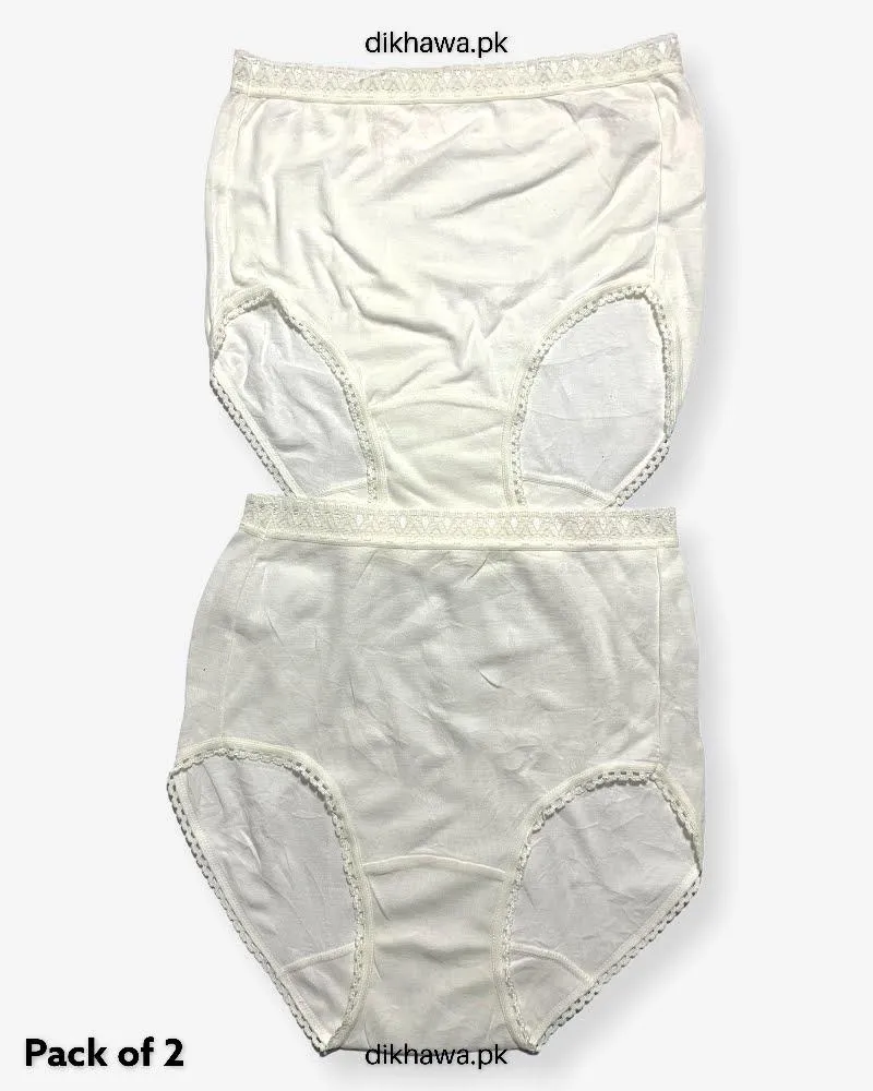 Pack of 2 Imported Stocklot Branded Cotton Panty Stretchable Cotton Lace Panty 2021