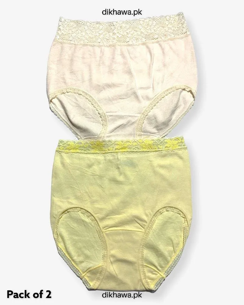 Pack of 2 Imported Stocklot Branded Cotton Panty Stretchable Cotton Lace Panty 2021