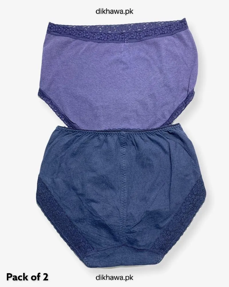 Pack of 2 Imported Stocklot Branded Cotton Panty Stretchable Cotton Lace Panty 2021