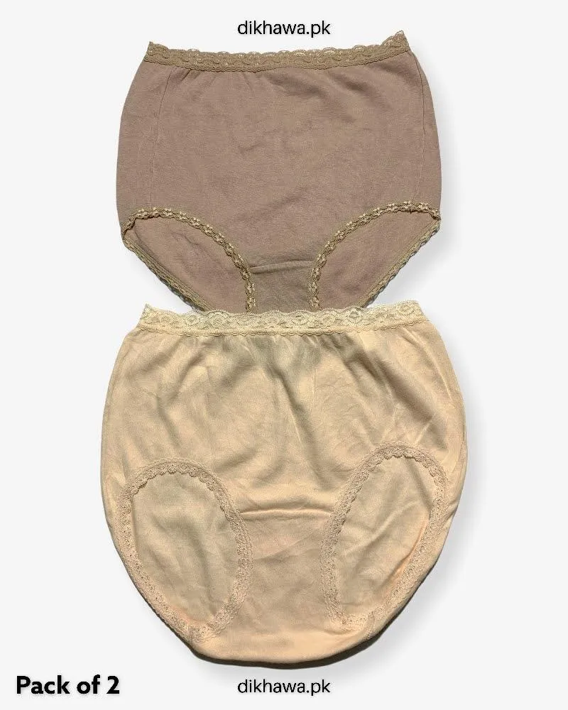 Pack of 2 Imported Stocklot Branded Cotton Panty Stretchable Cotton Lace Panty 2021