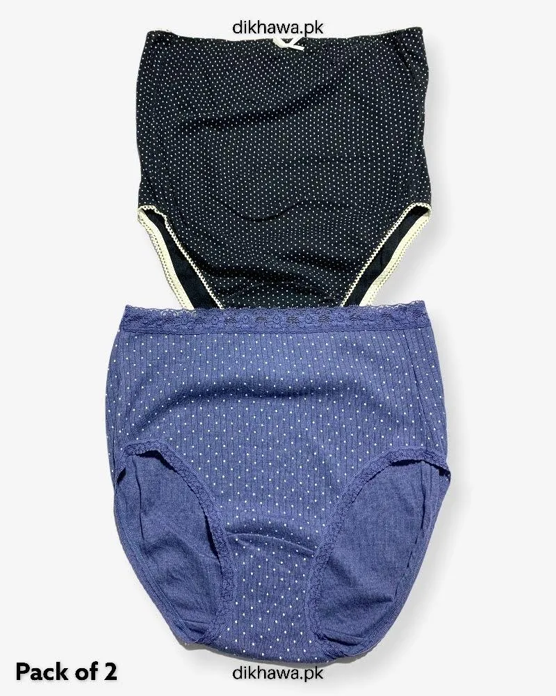 Pack of 2 Imported Stocklot Branded Cotton Panty Stretchable Cotton Lace Panty 2021
