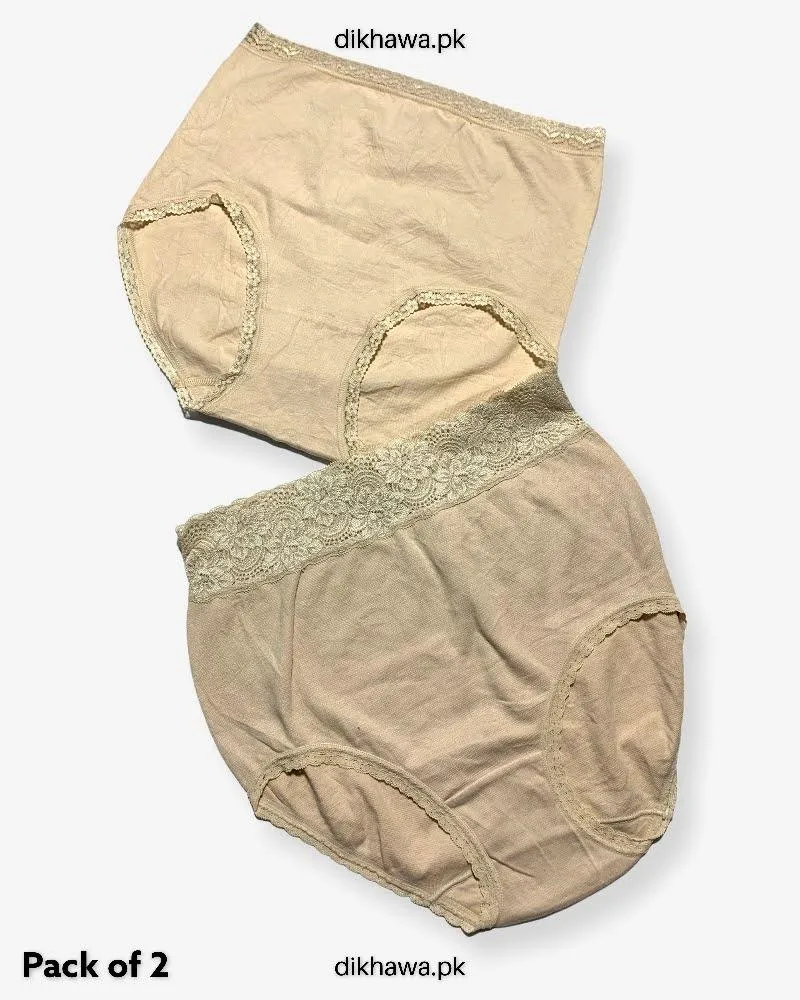 Pack of 2 Imported Stocklot Branded Cotton Panty Stretchable Cotton Lace Panty 2021