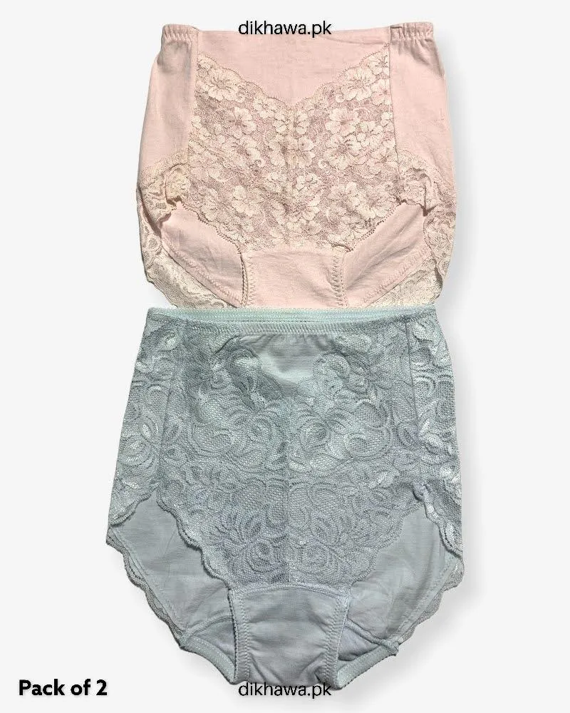 Pack of 2 Imported Stocklot Branded Cotton Panty Stretchable Cotton Lace Panty 2021
