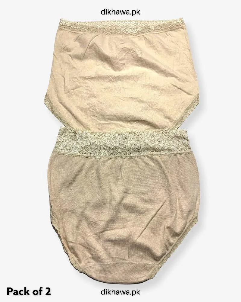Pack of 2 Imported Stocklot Branded Cotton Panty Stretchable Cotton Lace Panty 2021